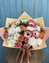 Букет цветов из:  Розы, Герберы и Хризантемы #REPLACE_PRED# Верхней Хаве
