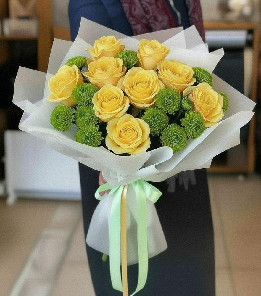 Букет цветов из: Хризантемы и Розы в Верхней Хаве