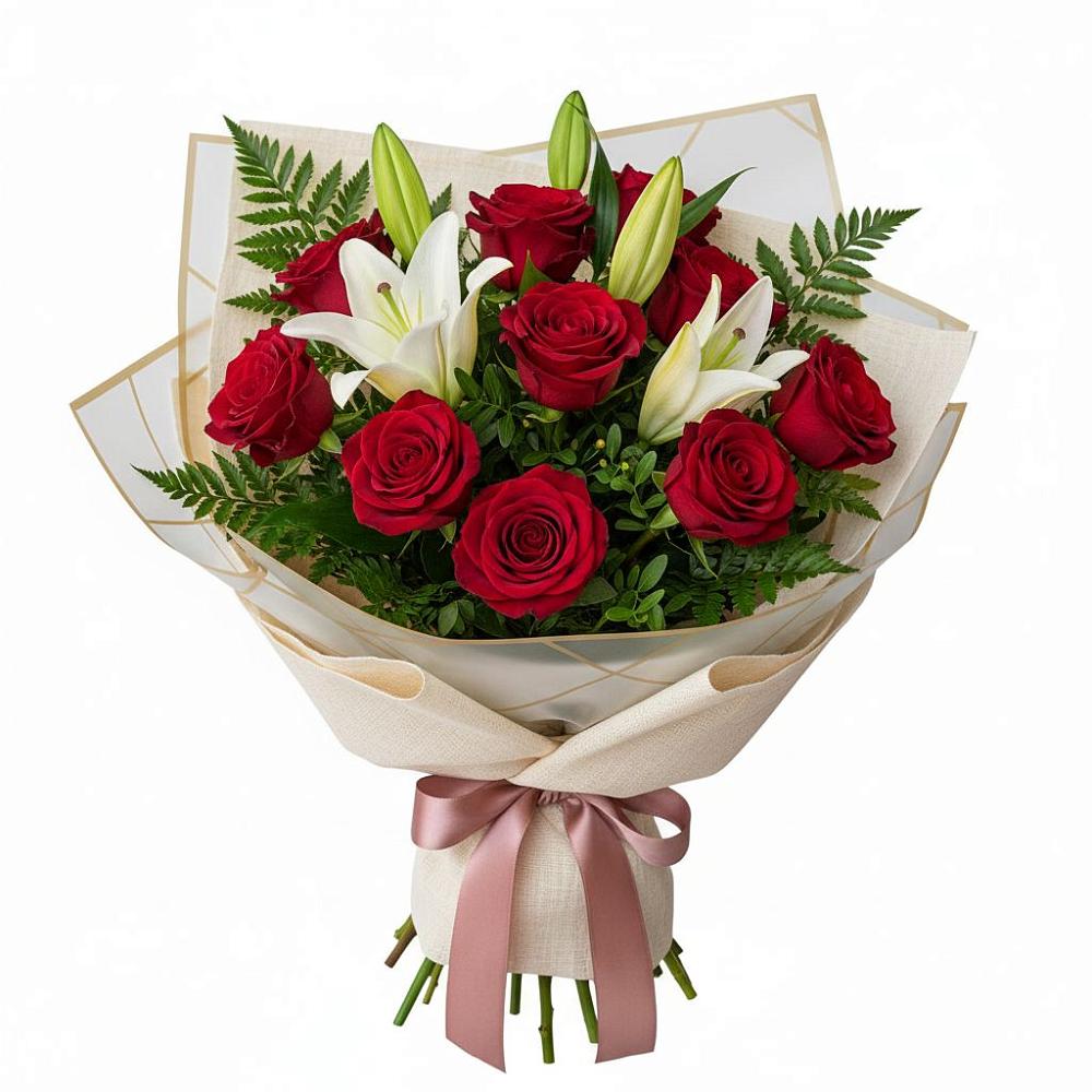 Букет цветов из: Лилии и Розы в Верхней Хаве