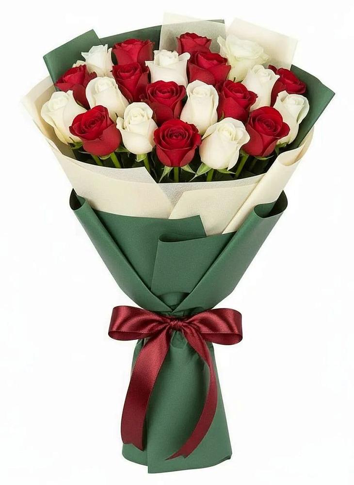 Букет Микс из красных и белых роз в Верхней Хаве