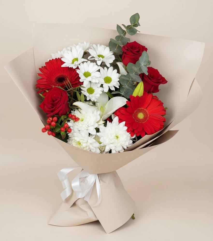 Букет цветов из: Розы, Хризантемы, Герберы и Лилии в Верхней Хаве