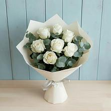 Букет Белые розы в Эвкалипте в Верхней Хаве